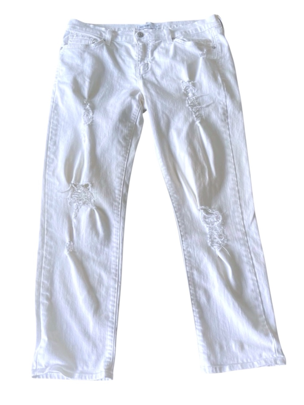 Just Black White Distressed Mid-Rise Boyfriend Ankle Jeans (30x28)